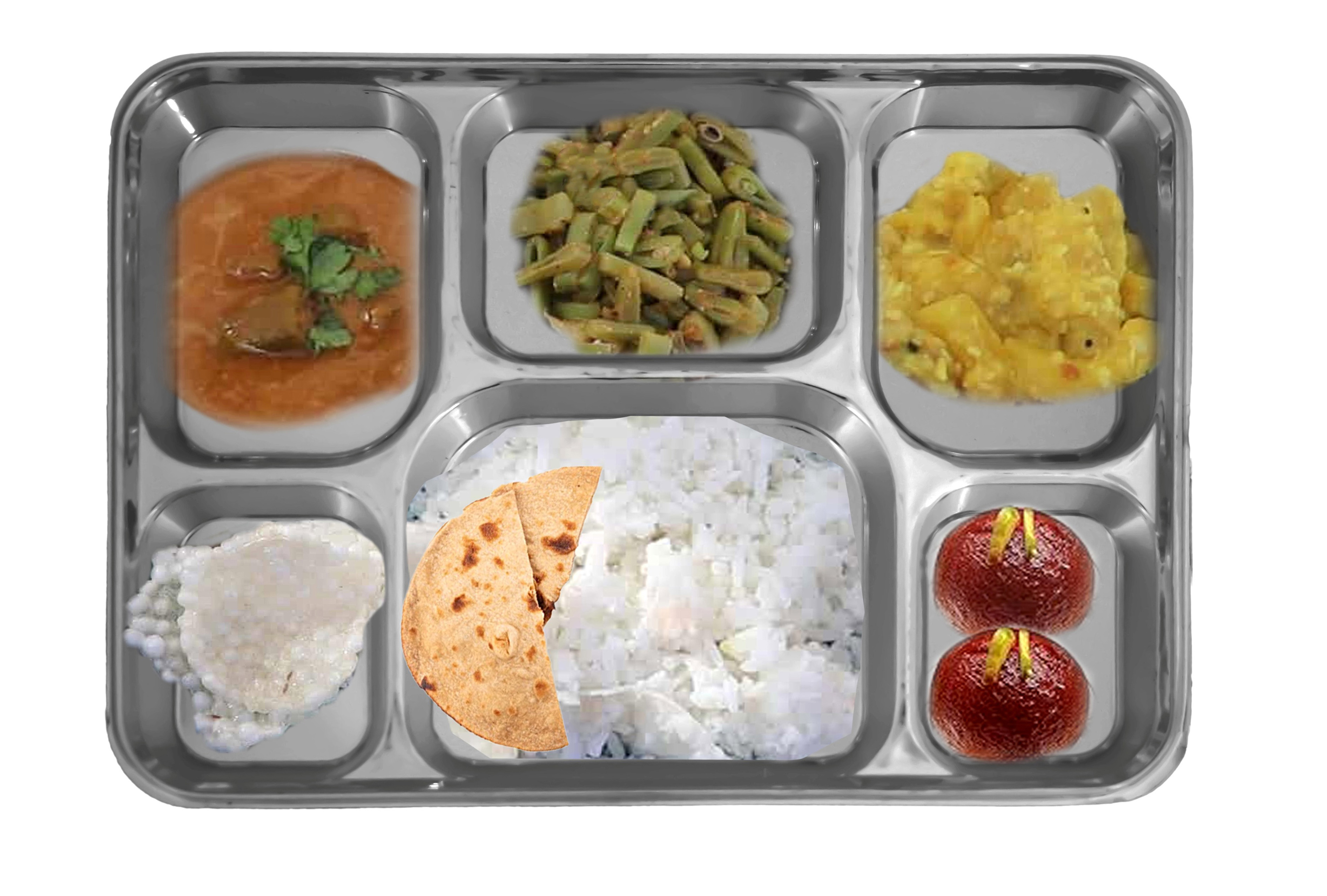 Disposable 6 compartments Silver Party Tray/ Thali/ Plates 100 Pack